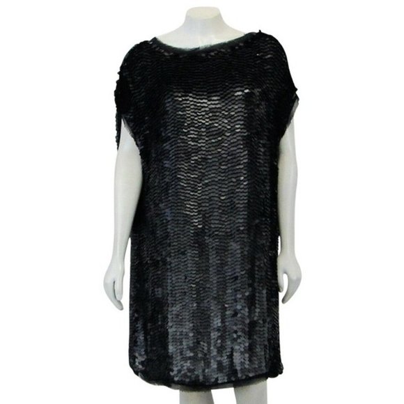 AllSaints black progression sequined Dress 10 M - Picture 1 of 8
